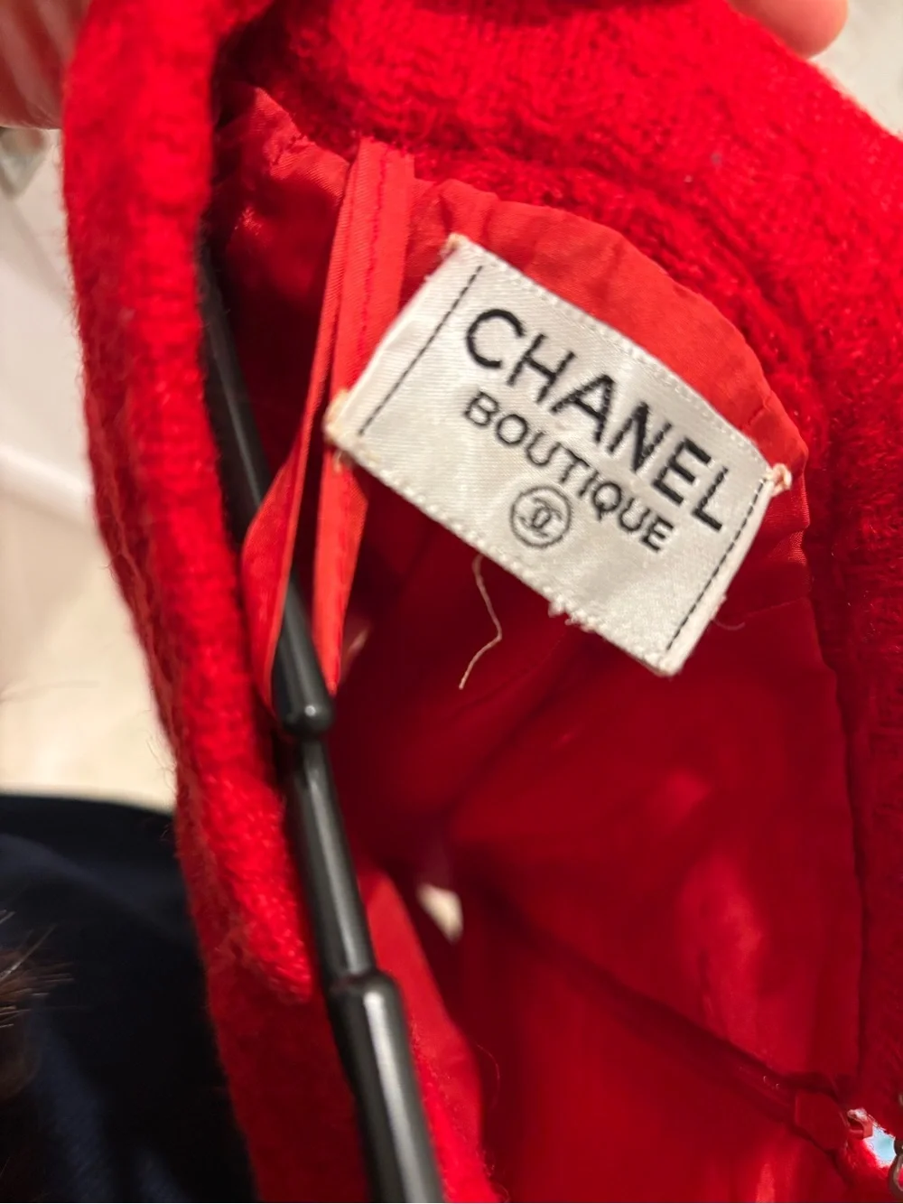 CHANEL Red Textured Pencil Skirt